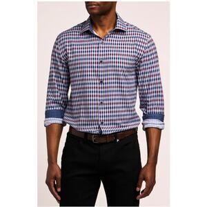WRK Burgundy Gingham Long Sleeve Button Up Dress Shirt Size 15.5